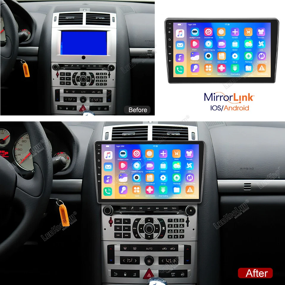 LEEKOOLUU Für Peugeot 407 2004-2011 Android 13.0 Autoradio GPS Navi WIFI FM RDS Bluetooth