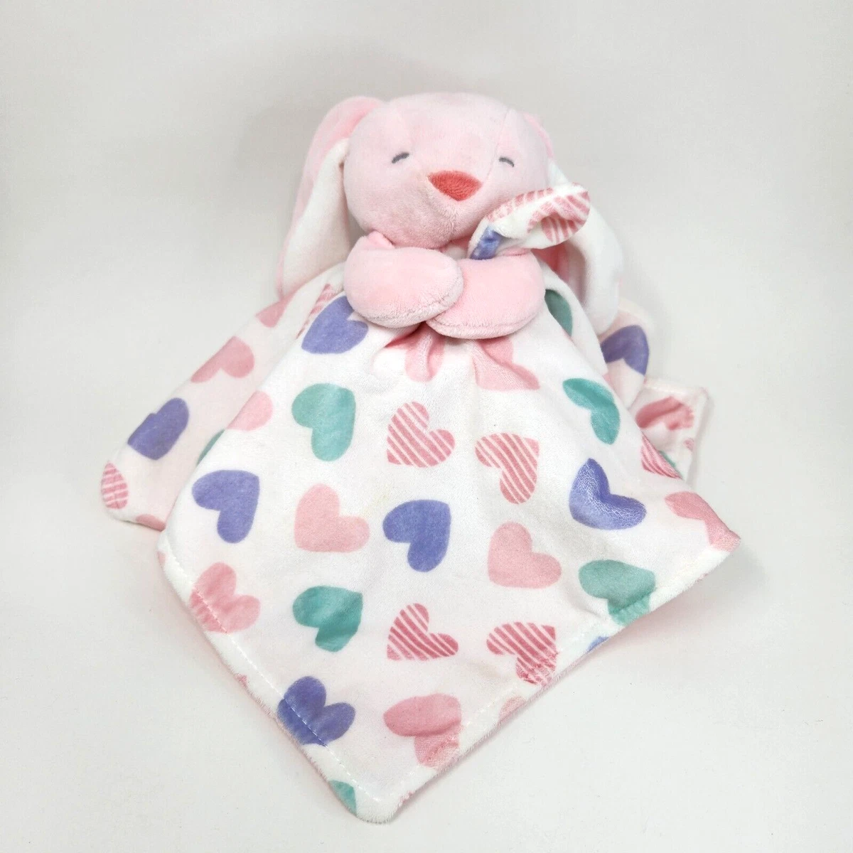 CARTER S BABY PINK BUNNY RABBIT HEART SECURITY BLANKET STUFFED