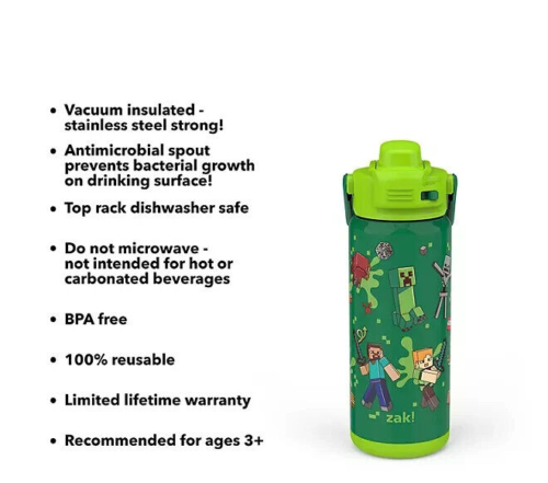 Zak Designs 20oz, Botella de Paja de Doble Pared de Acero Inoxidable para Niños, Paquete de 2 - Imagen 26 de 38