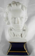 20 Cm BUSTE DE BEETHOVEN EN BISCUIT & SOCLE EN PORCELAINE DE LIMOGES THARAUD