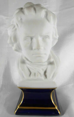 20 Cm BUSTE DE BEETHOVEN EN BISCUIT & SOCLE EN PORCELAINE DE LIMOGES THARAUD - Photo 1/4