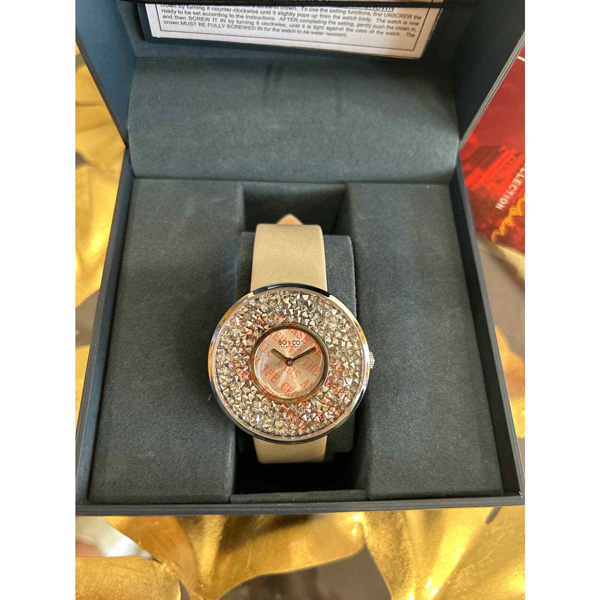 So&Co crystal studded filled quartz watch, retail price 