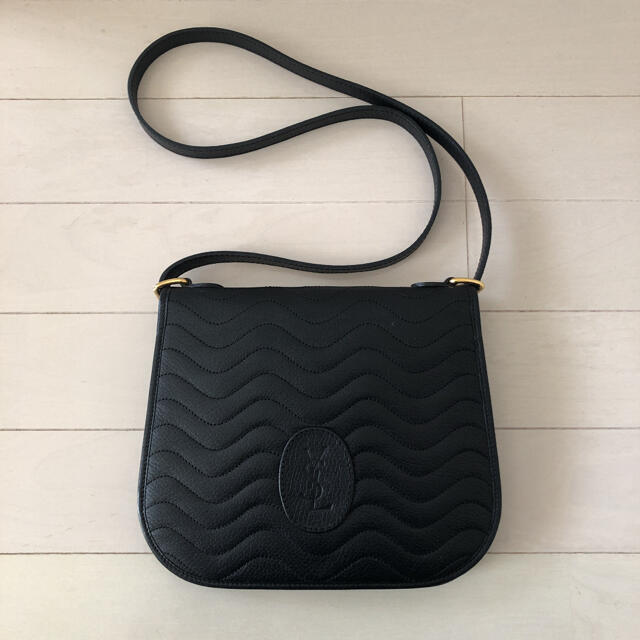 Borsa a mano YVES SAINT LAURENT in pelle nera YSL modello ondulato borsa a tracolla vintage