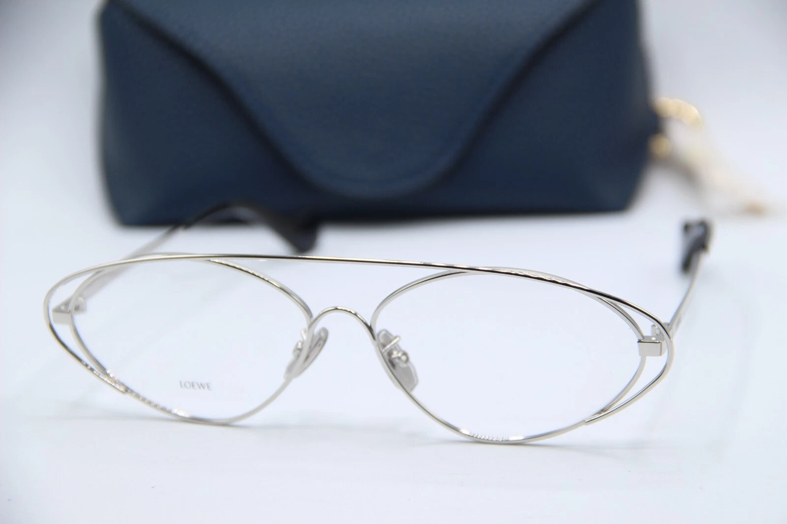 NEW LOEWE LW50019U 016 SILVER BLACK AUTHENTIC EYEGLASSES W/CASE 58 14
