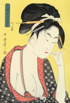 Ukiyo-e Art / Kitagawa Utamaro: Hokkokugoshi Kizumi: Kashi / Holzstich