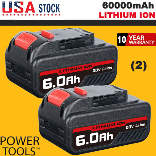 For DEWALT 20V 20 Volt MAX Battery 2 Batteries, 6.0Ah (DCB205-2CK) (DCB2206-2CK)