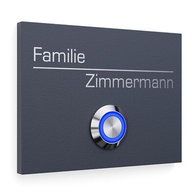 Graviers Türklingel mit Gravur LED Klingeltaster Klingelplatte RAL7016 Klingel