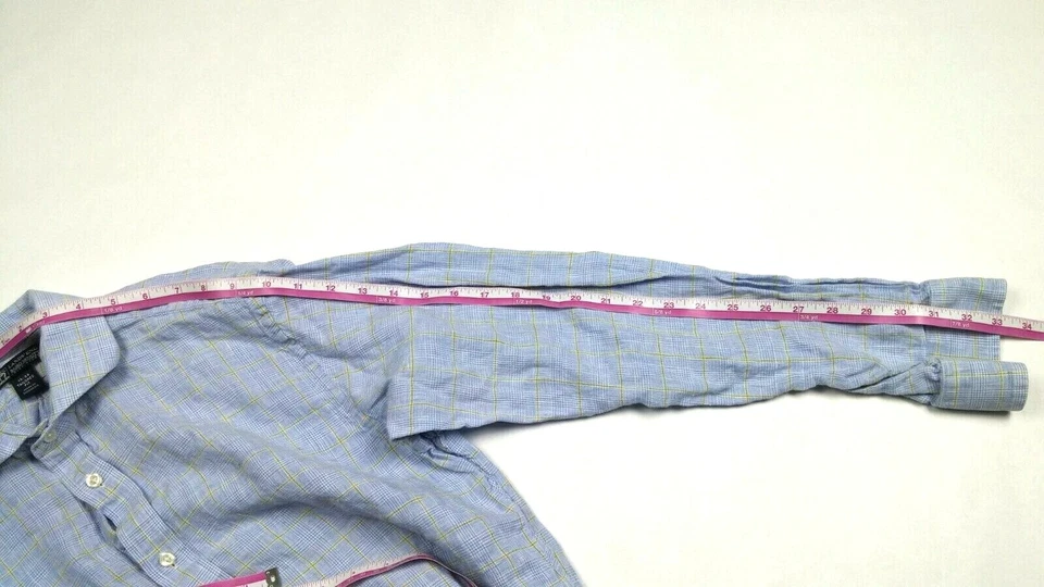 LANDS' END BAIRD MCNUTT Men's Shirt Sz 15 33 Blue Irish Linen Dress Casual - Image 4 of 4