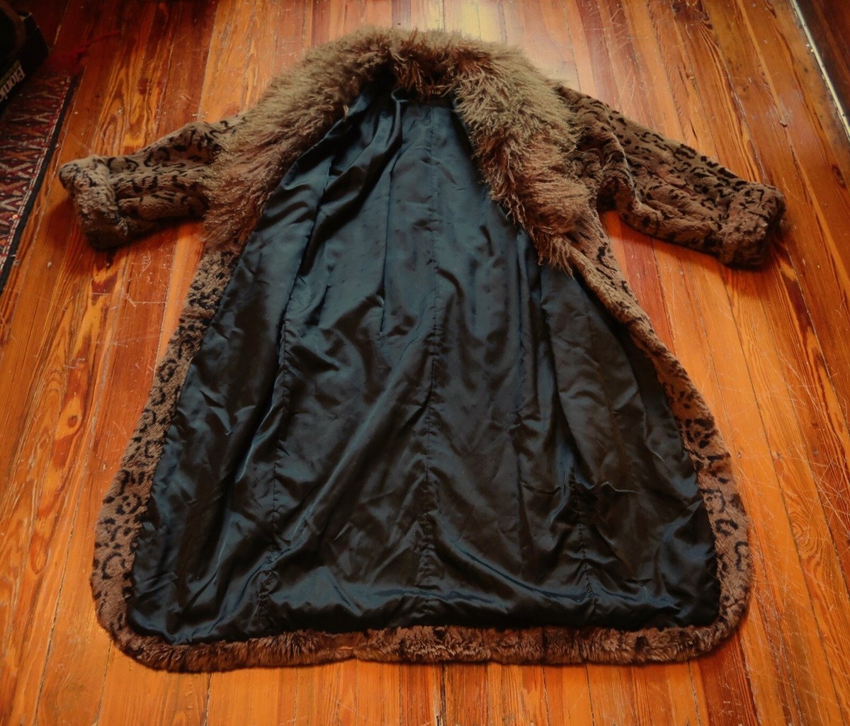Carole Little Sheared Beaver Leopard Stenciled Fur Coat w
