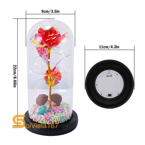 Eternal Forever Romantic Rose Flower In Glass Dome LED Light Mother`s Day Gift - Picture 17 of 102