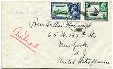 1935 Silver Jubilee KUT 65c plus 5c SG111 on an air mail cover to the USA