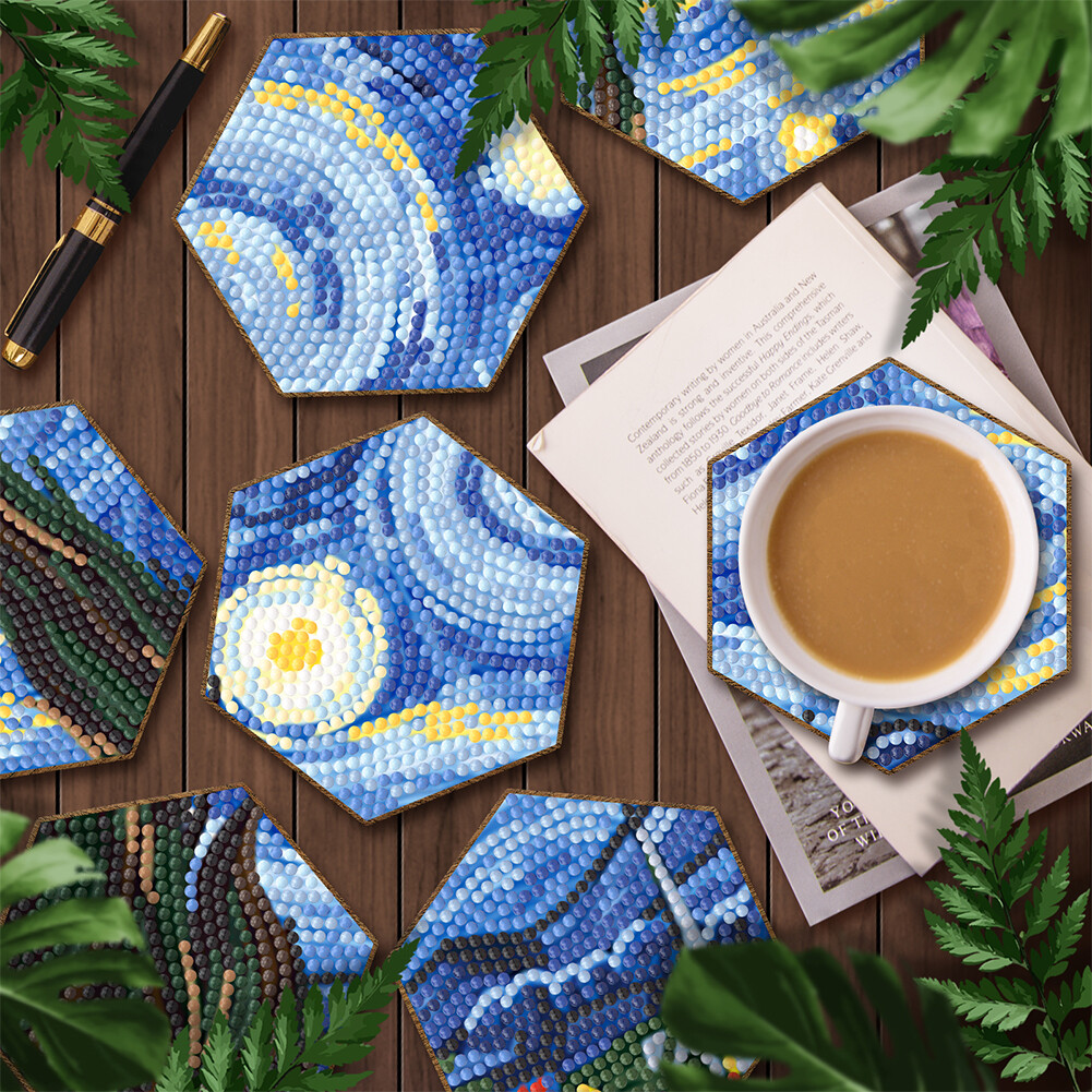7pcs Cup Coasters Creative DIY Anti Slip Coasters Shape