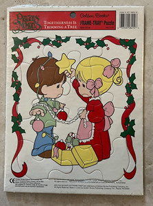 Precious Moments Togetherness is Trimming a Tree Frame Tray Puzzle 1997