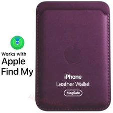 Genuine OEM Apple iPhone Leather Wallet Case with MagSafe Find My Dark Cherry