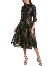 TERI JON Metallic Shirt Dress With Pockets (size 16)