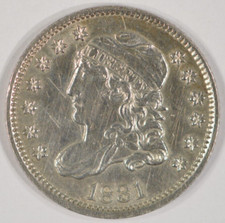 1831 Capped Bust Silver Half Dime H10c 5c AU Details, Scratched/Cleaned