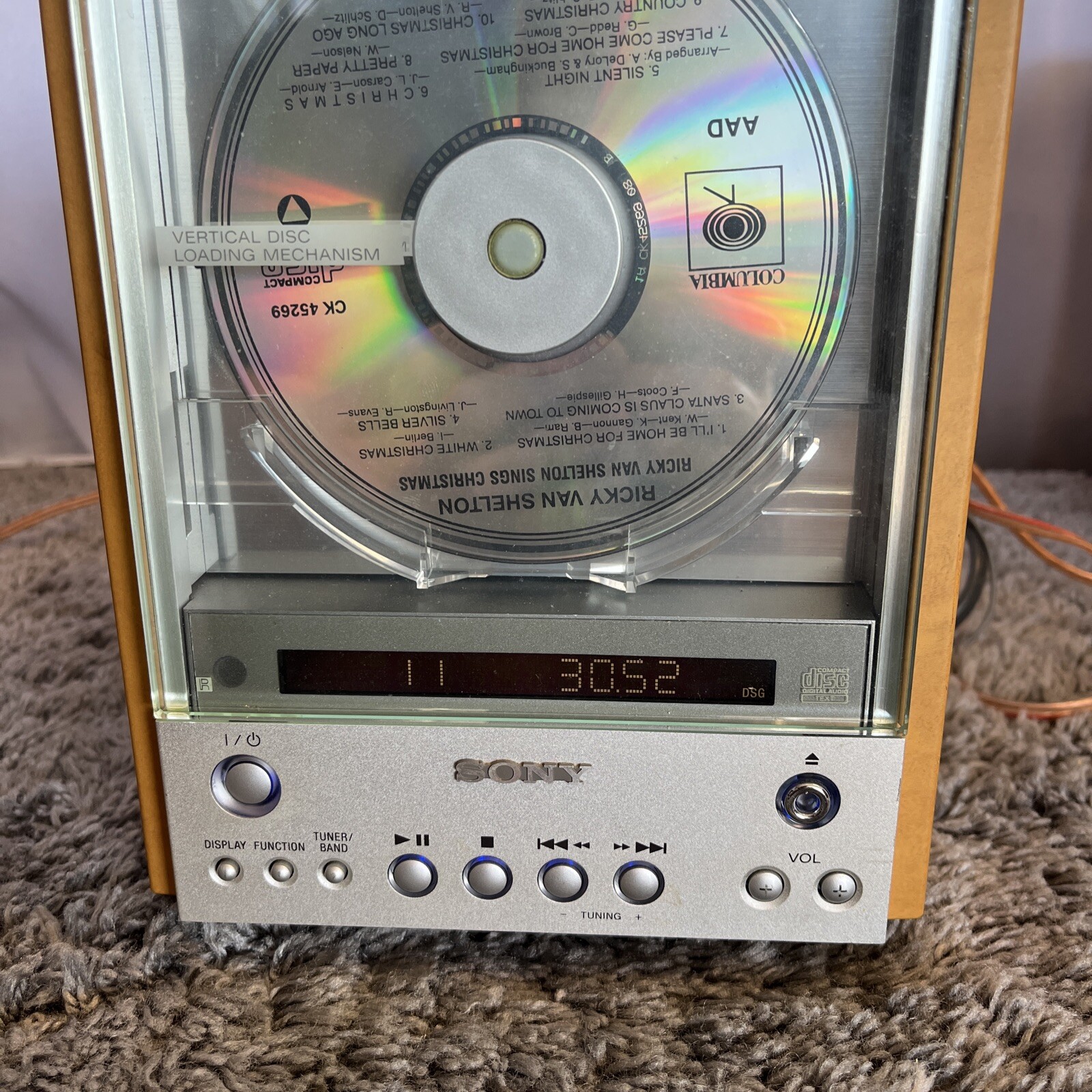 Sony CMTEX1 Vertical Loading CD AM FM Stereo Mini System With Remote