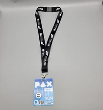 2017 PAX West Sunday Attendance Badge & Forza Motorsport 7 Lanyard Blue Black