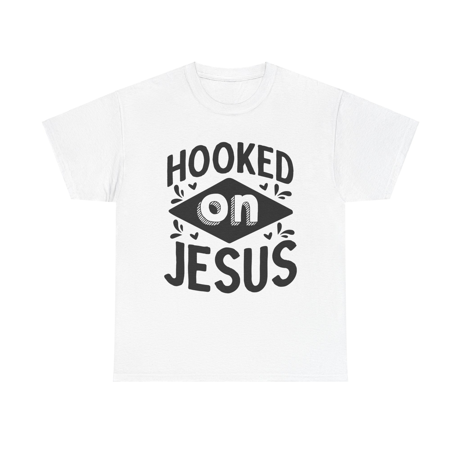 Hooked on Jesus T-Shirt - Christian faith love salvation funny quote gift