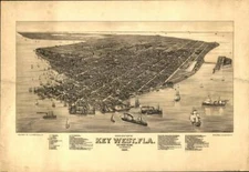 16" x 24" 1884 Bird's Eye View Of Key West Florida