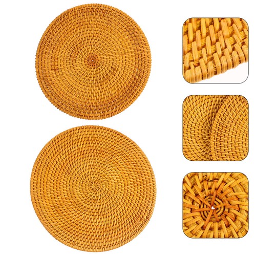 2 Pezzi Sottobicchieri in Rattan Cup Coaster Sottobicchiere Tappetino Bere - Foto 7 di 12