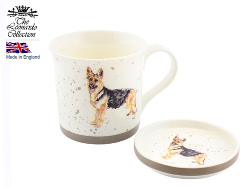 German Shepherd / Jack Russell / Alsatian CHINA Mug & Coaster Gift PRESENT IDEA - Picture 18 of 18