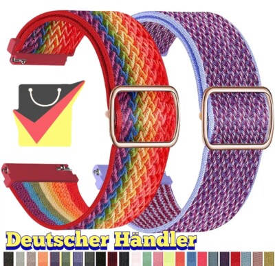 Nylon Elastisches Armband 22mm für Amazfit, Samsung, Huawei, Xiaomi, Fitbit...