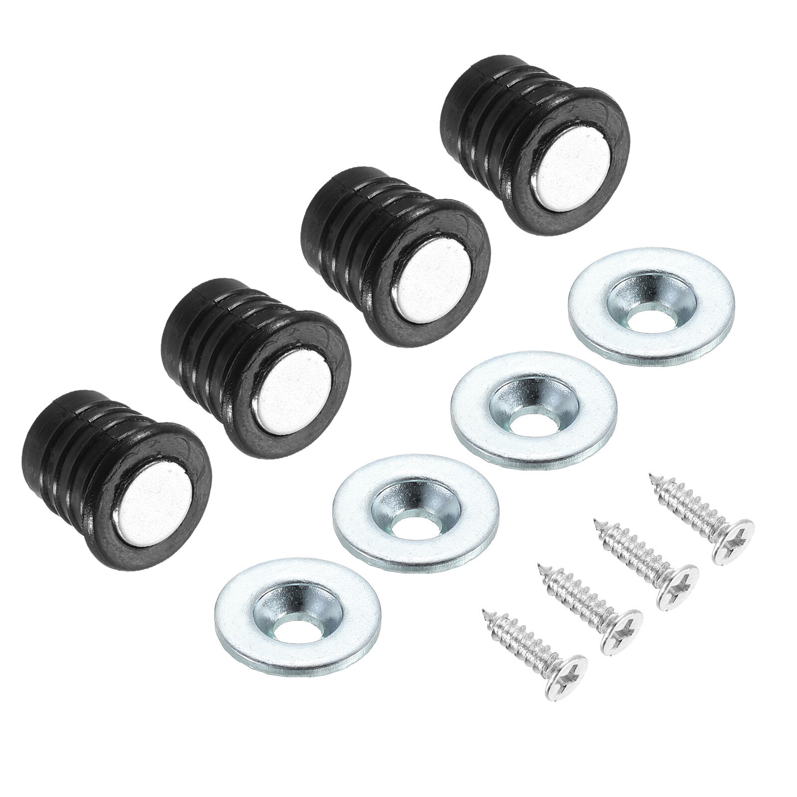 8 Set Cabinet Door Catch, Mini Circle Latch Lock Metal for Cupboard, Black