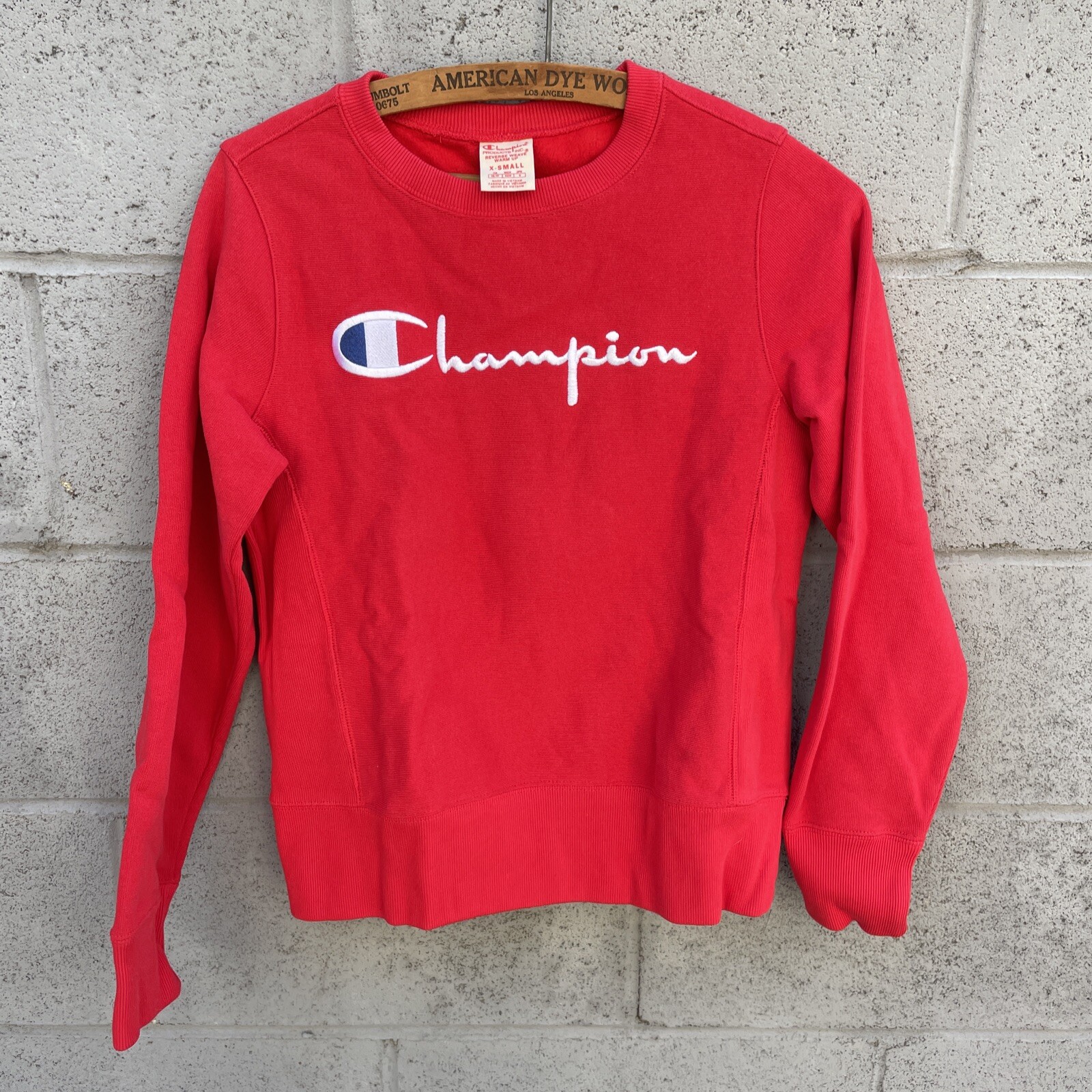 Champion Red Reverse Weave Script Sweatshirt XS L… - image 1