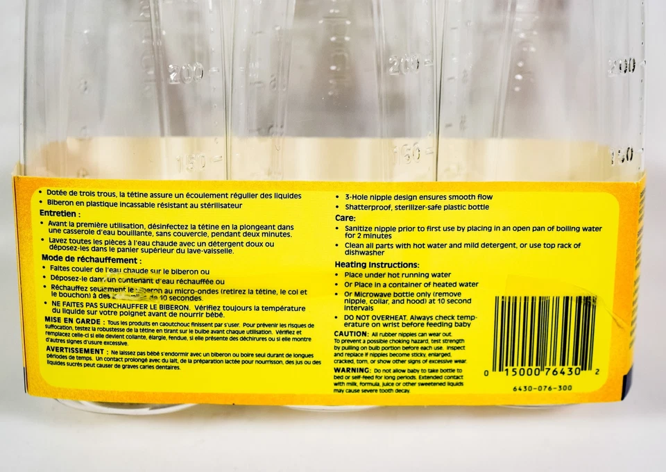 Vintage Gerber Clear View 9oz bottle with Rubber Nipple 4 months 3 pack 76430 - Image 3 of 3