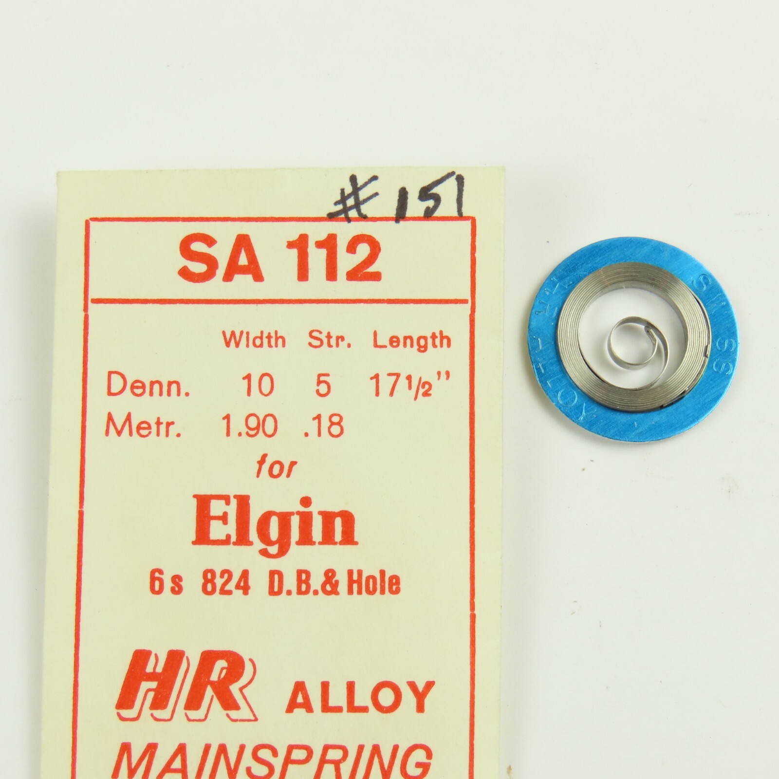 Elgin 6, 12 & 16 Size White Alloy Unbreakable Pocket Watch Mainsprings