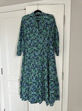 Zara L favoloso abito in cotone a fiori verde/blu