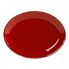 6x Porcelite Seasons MagmaRed Oval Plate 30 x 23cm /12" x 9" Porcelain Crockery 