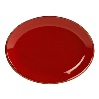6x Porcelite Seasons MagmaRot Oval Teller 30 x 23 cm /12'' x 9'' Porzellan Geschirr 