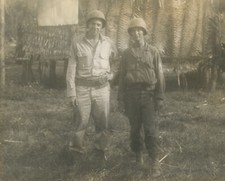 WWII 8X10 PHOTO REPRINT ONLY - PALM TREES, HUTS, SOLDIERS