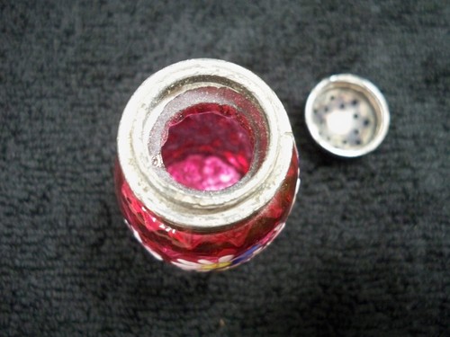 Salière en verre canneberge diamant inconnu EAPG peint à la main - Photo 10/12