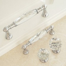 3.75" 5"Crystal Dresser Knobs Drawer Handles Pulls Chrome Silver Modern Cupboard