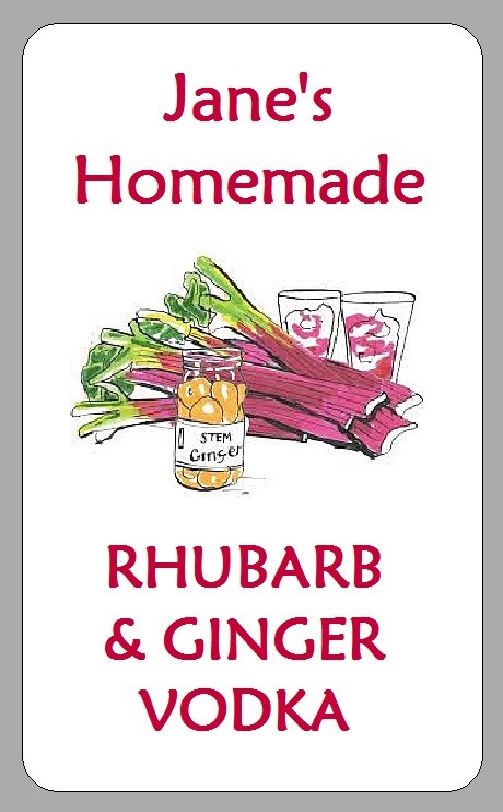 Rhubarb and Ginger Vodka Gin Labels Homemade Homebrew Drink Stickers ...