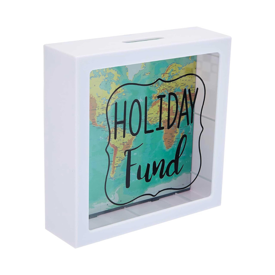 Money Saving Piggy Bank Money Box Plastic For Holiday Fund World Map ...