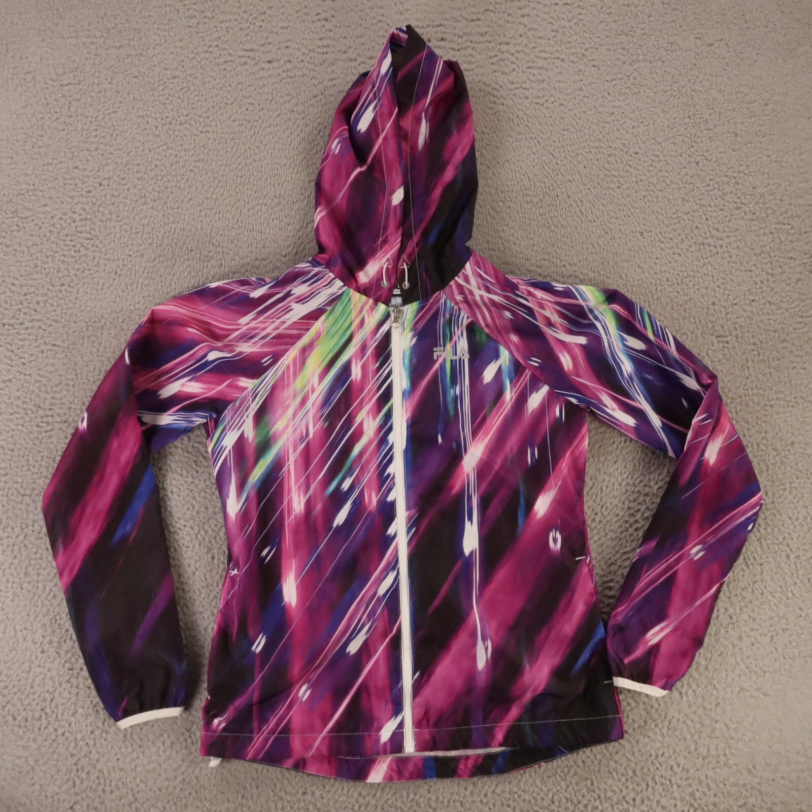 Giacca FILA donna XS rosa nero verde full zip leggera giacca a vento tasche