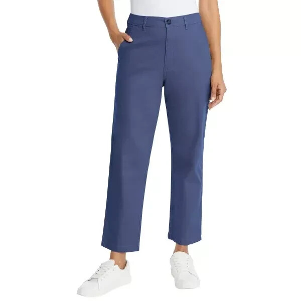 G.H. Bass & Co Women's Chino Ankle Pants, Blue, Size 10