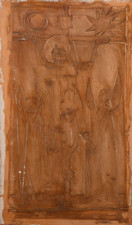 Kreuzigung mit Engeln, Relief-Platte/Entwurf von Franz Weiß, Kempten