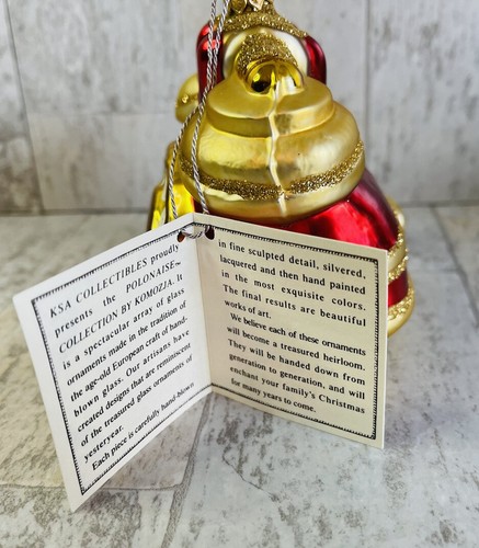 Kurt Adler Polonaise by Komozja Telephone Phone Blown Glass Ornament Red Gold - Picture 4 of 10