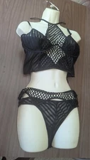 NWT Black Sheer FASHION NOVA Bra & Panty Set Sexy Sheer XL