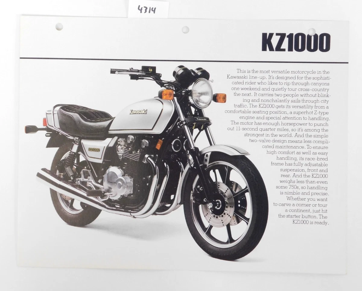 Genuine OEM Kawasaki 1981 KZ1000-J1 Sales Brochure Spec Sheet Ad