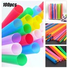 100pcs Straw Reusable Plastic Drinking Straws Smoothies Milkshake Boba