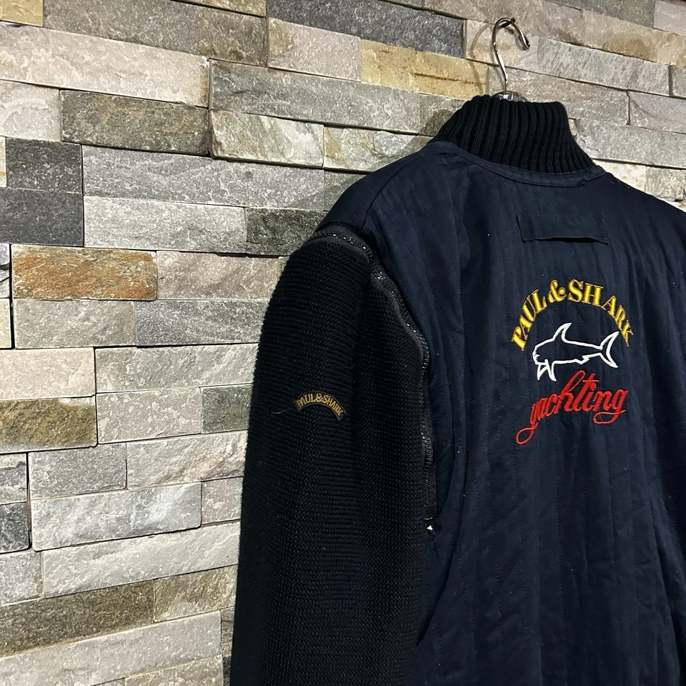 Paul And Shark Yachting Reversible Jacket Bomber Wool Knit Logo Heavy - Image 4 of 4