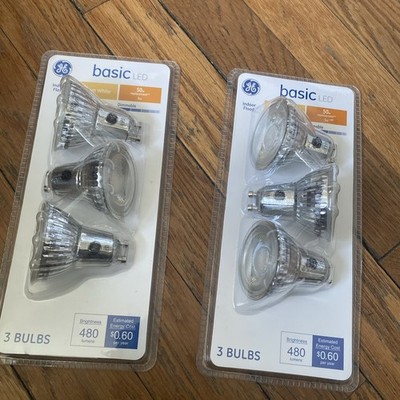 2 3-Packs GE Basic Indoor Flood 480 Lumens MR16 GU10 Base 12Volt Light Bulbs LB6