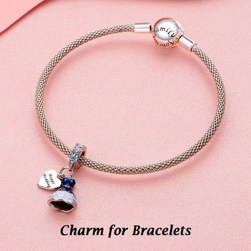 925 Sterling Silber Charms passend Armbänder Halsketten Happy Wedding Kleid Baumeln Be - Bild 3 von 6