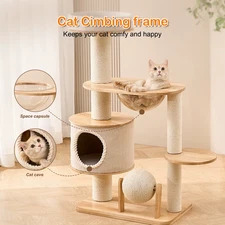 Indoor Cat Climbing Nests Wear Resist Handwoven Tower Baskets Breathable Pet Sup